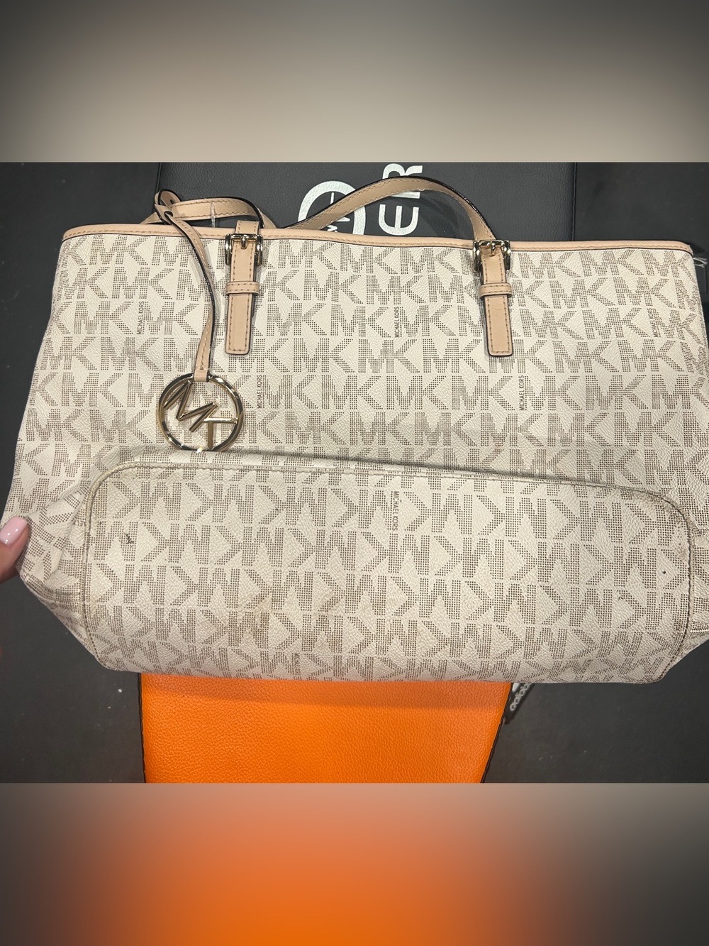 Michael Kors Beige Logo-Print Tote Bag